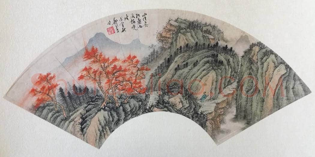 郑午昌山水扇面《山居秋意》,笔墨精到,神韵悠扬! | 国画欣赏