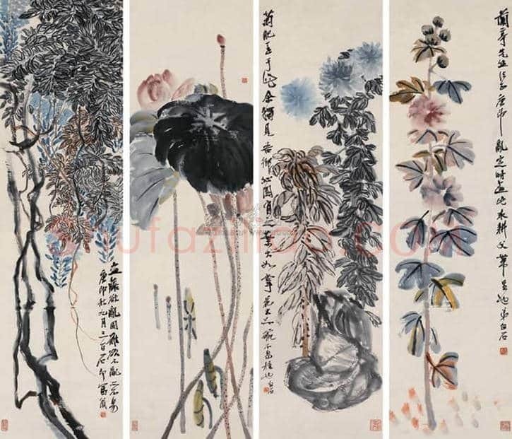 齐白石《花卉四条屏》拍卖情况 | 书画百科