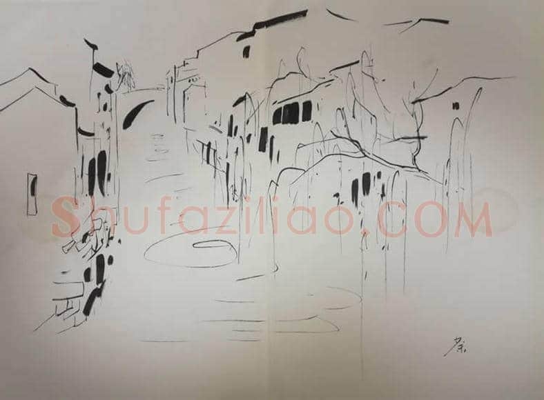 吴冠中速写册页，十三开 | 国画图片