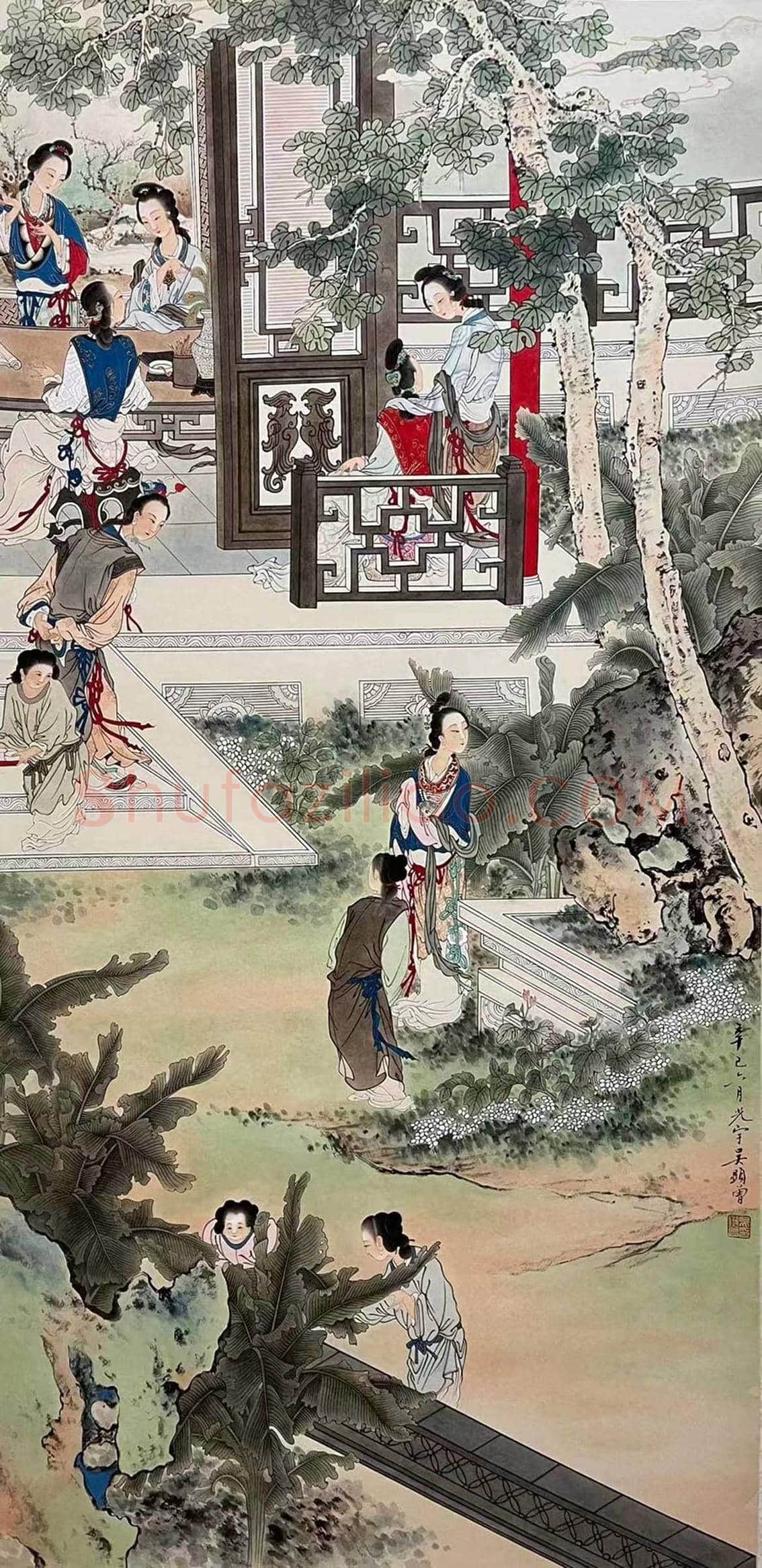 刘凌沧《抚宋人本刺绣图》,早期佳构 | 国画欣赏