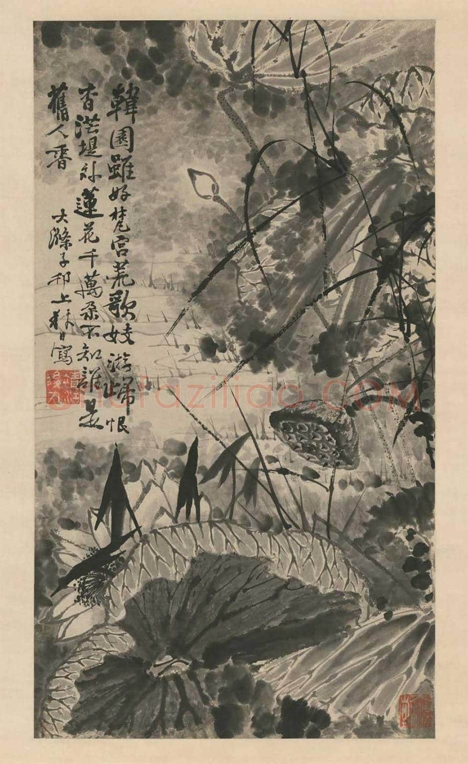 石涛《墨荷图》欣赏 | 传世国画赏析