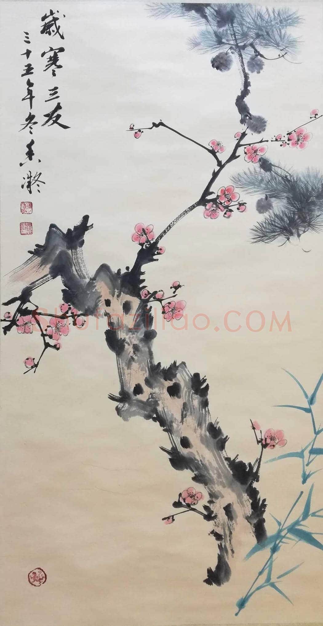 何香凝作品《岁寒三友》,其人格品行的生动写照 | 国画作品