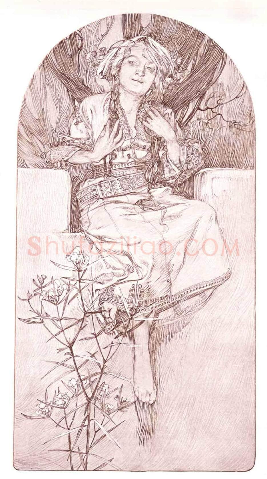 穆夏素描作品欣赏 | 书画文摘