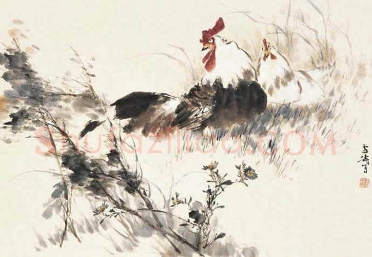 王雪涛画笔下的鸡,喜庆吉祥 | 书画百科