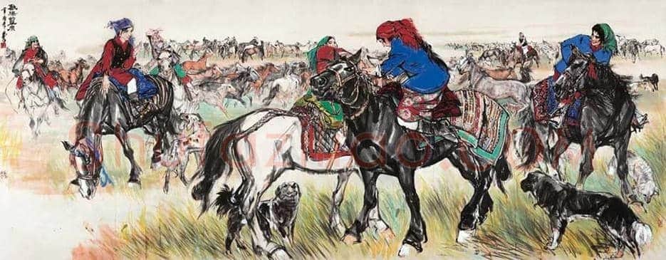 黄胄百平巨制《秋原放牧图》，扛鼎之作 | 国画作品