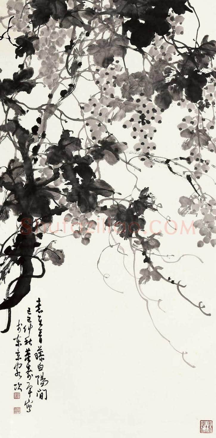 大师董寿平笔下的水墨葡萄欣赏 | 书画学堂