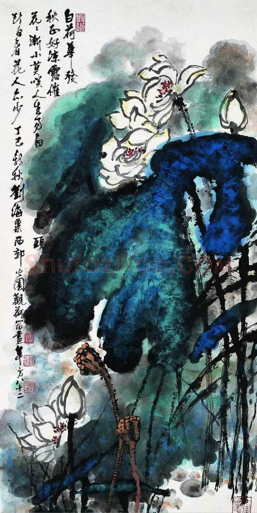 刘海粟荷花作品欣赏 | 著名国画欣赏