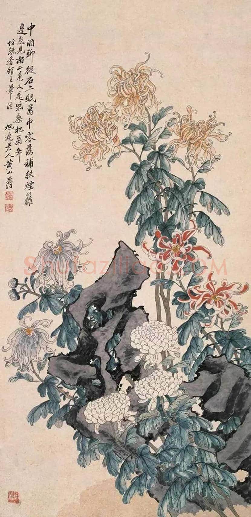 黄山寿花鸟画作欣赏 | 书画百科