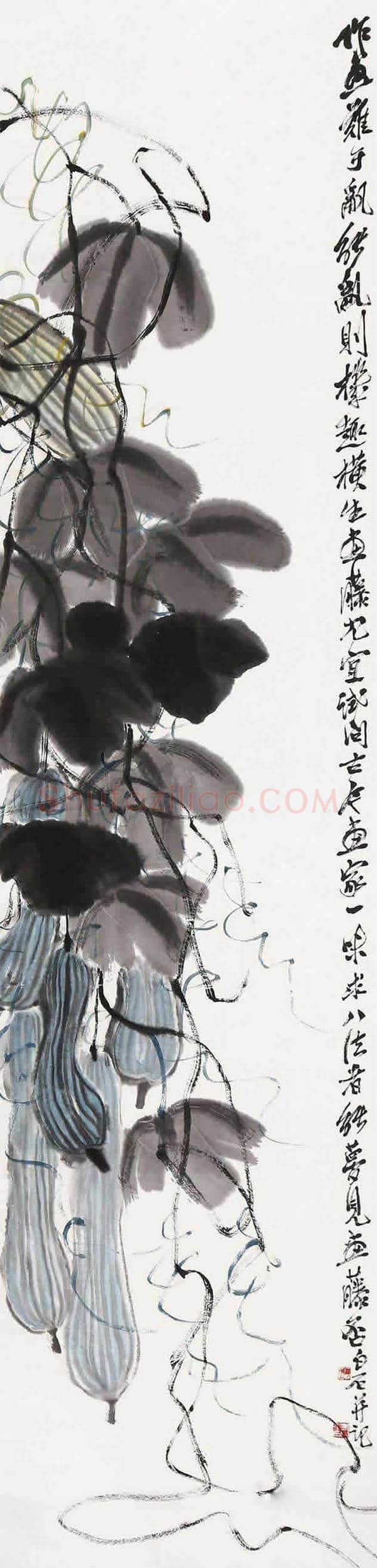 齐白石画丝瓜,寓意思念和牵挂 | 书画常识