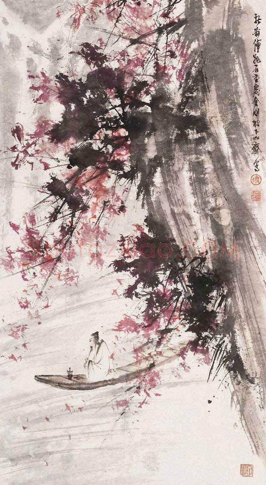 傅抱石《西风吹下红雨来》欣赏 | 书画文摘