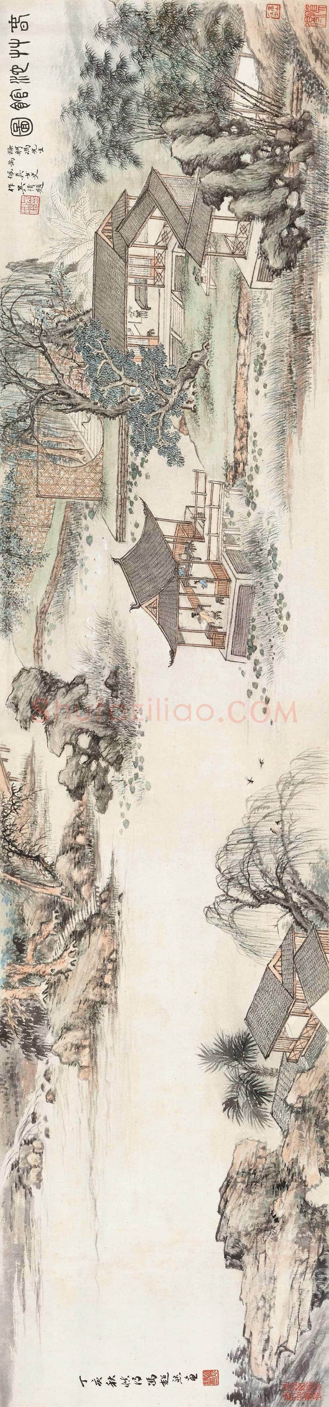 冯超然吴湖帆合作作品《春竹沁馆图》 图赏 | 传世国画作品