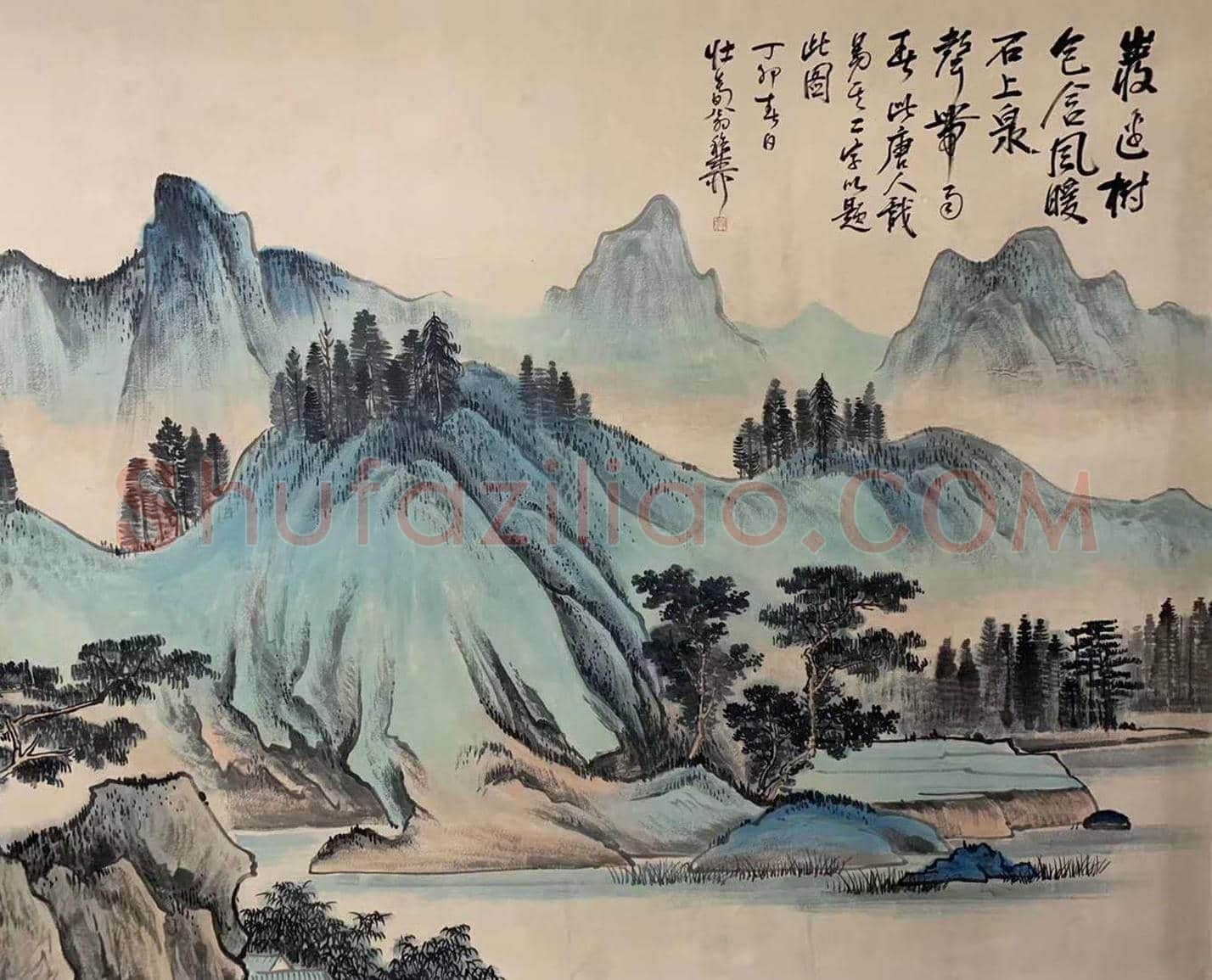 谢稚柳丈二巨制《岩树石泉图》，豪迈雄奇！ | 国画图片