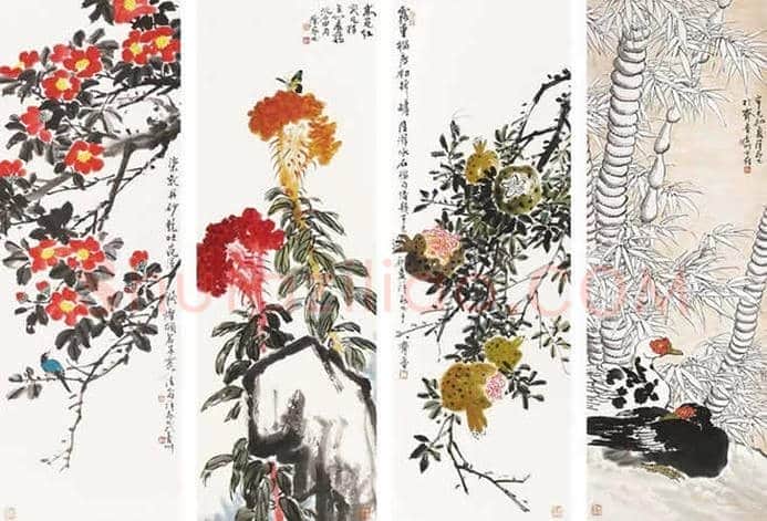王雪涛等《花鸟四条屏》作品欣赏 | 书画资料