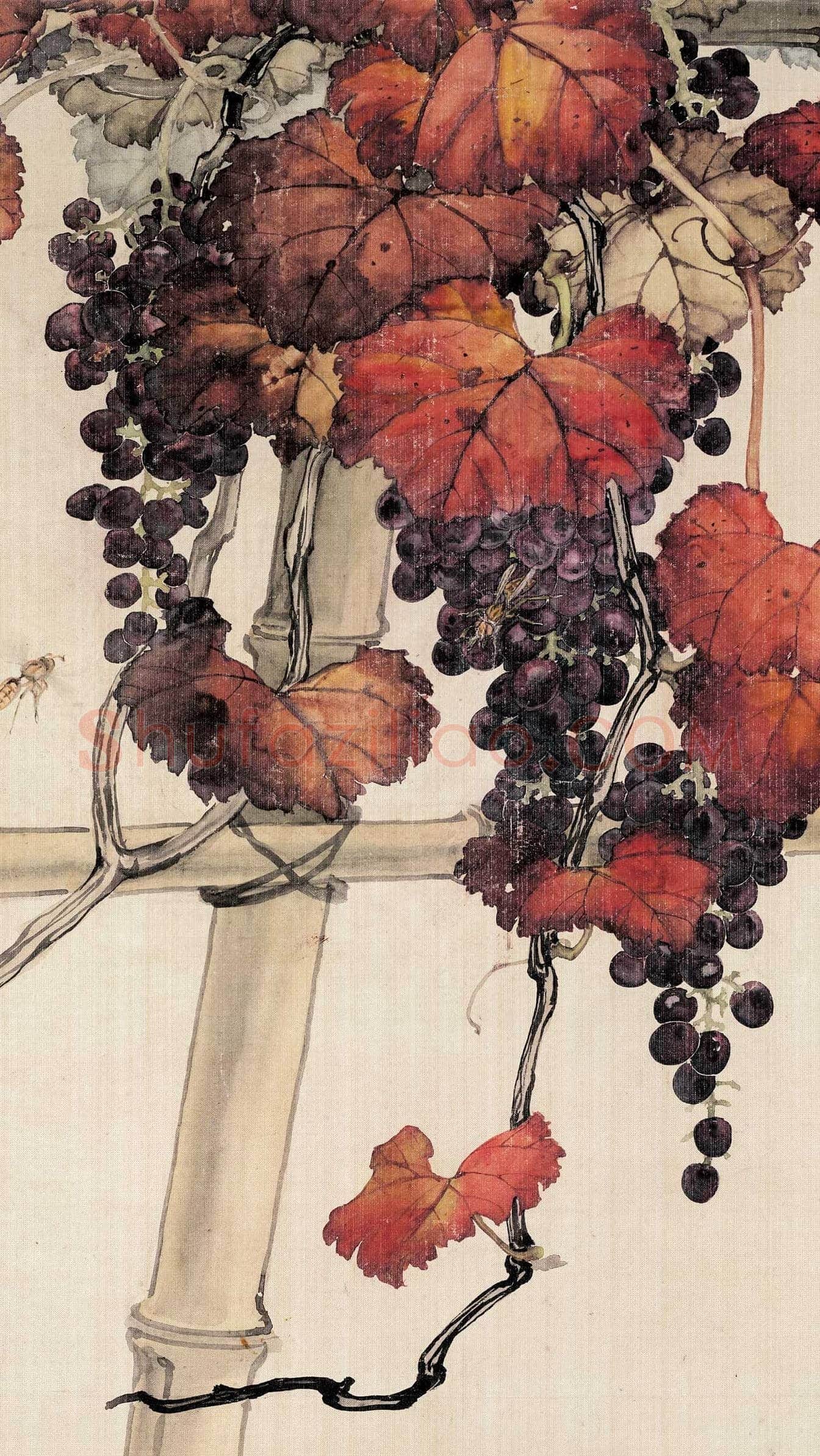刘奎龄国画精品《花蝶葡萄图》 欣赏 | 书画文摘