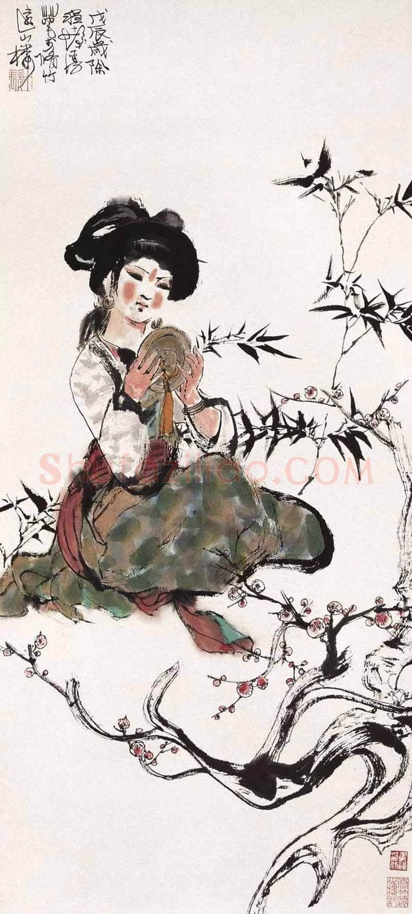 程十发作品《平安图》，颇具年画风情！ | 国画赏析
