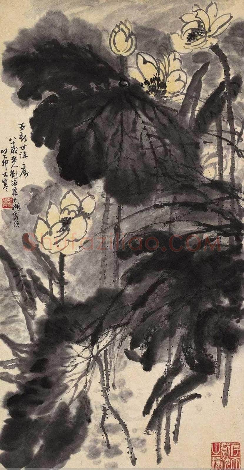 刘海粟荷花作品欣赏 | 著名国画欣赏