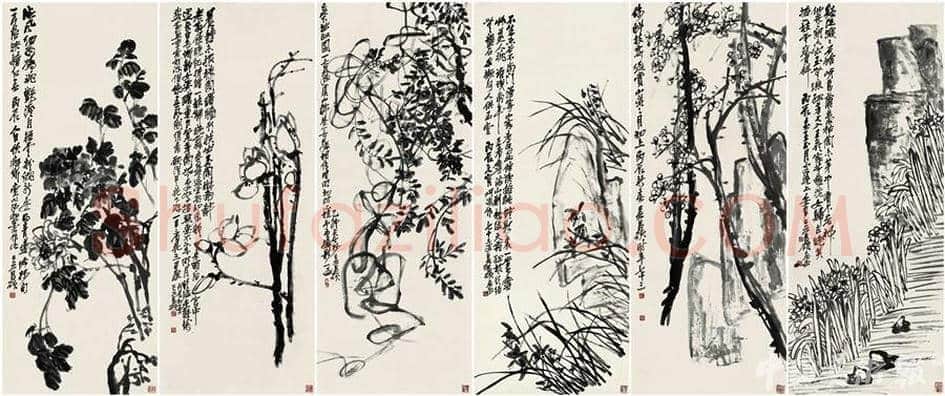 吴昌硕《花卉十二屏》创个人拍卖最高价纪录 | 书画百科