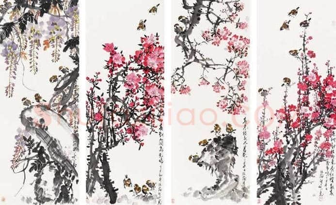 王雪涛等《花鸟四条屏》作品欣赏 | 书画资料