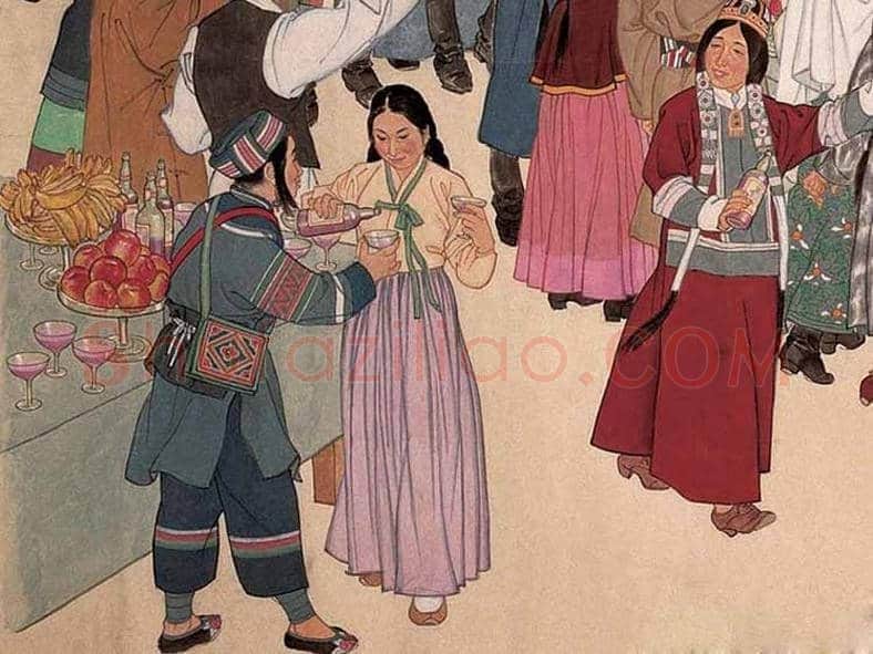叶浅予《中华民族大团结》工笔重彩人物画赏析 | 书画讲解