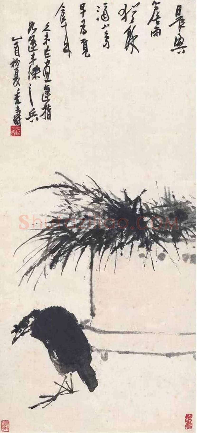 潘天寿作品《梅竹八哥图》首现网络 | 国画鉴赏