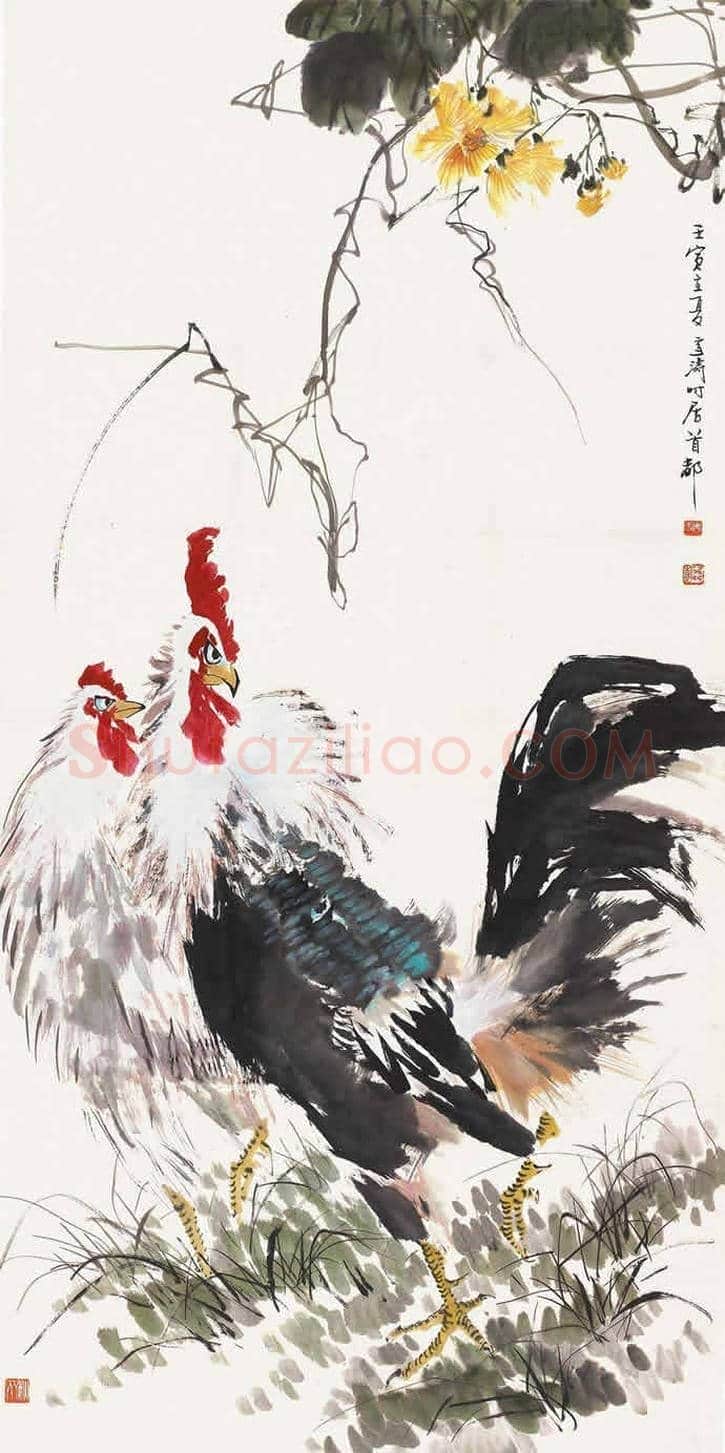 王雪涛画笔下的鸡,喜庆吉祥 | 书画百科