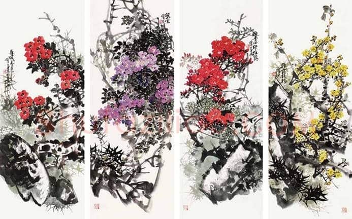 王雪涛等《花鸟四条屏》作品欣赏 | 书画资料