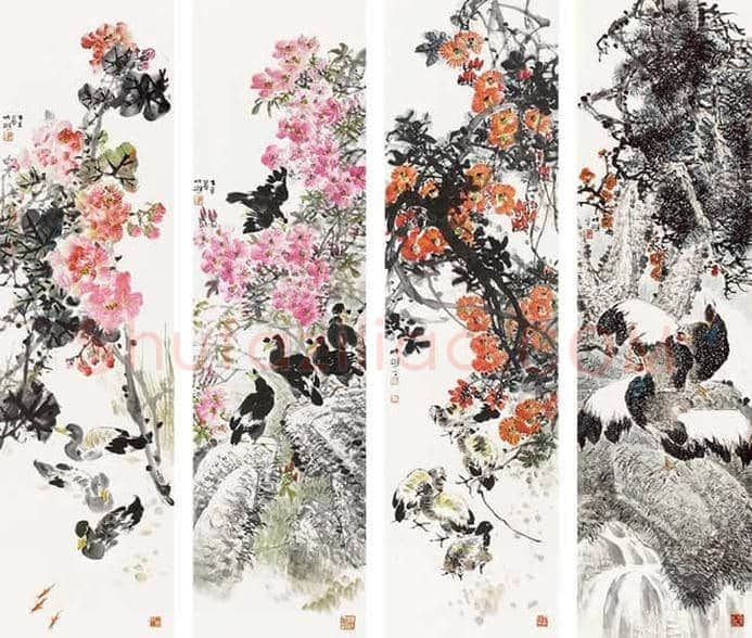 王雪涛等《花鸟四条屏》作品欣赏 | 书画资料
