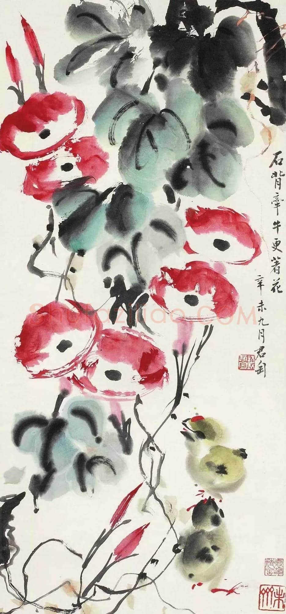 钱君匋笔下的牵牛花,清新奔放 | 书画文摘