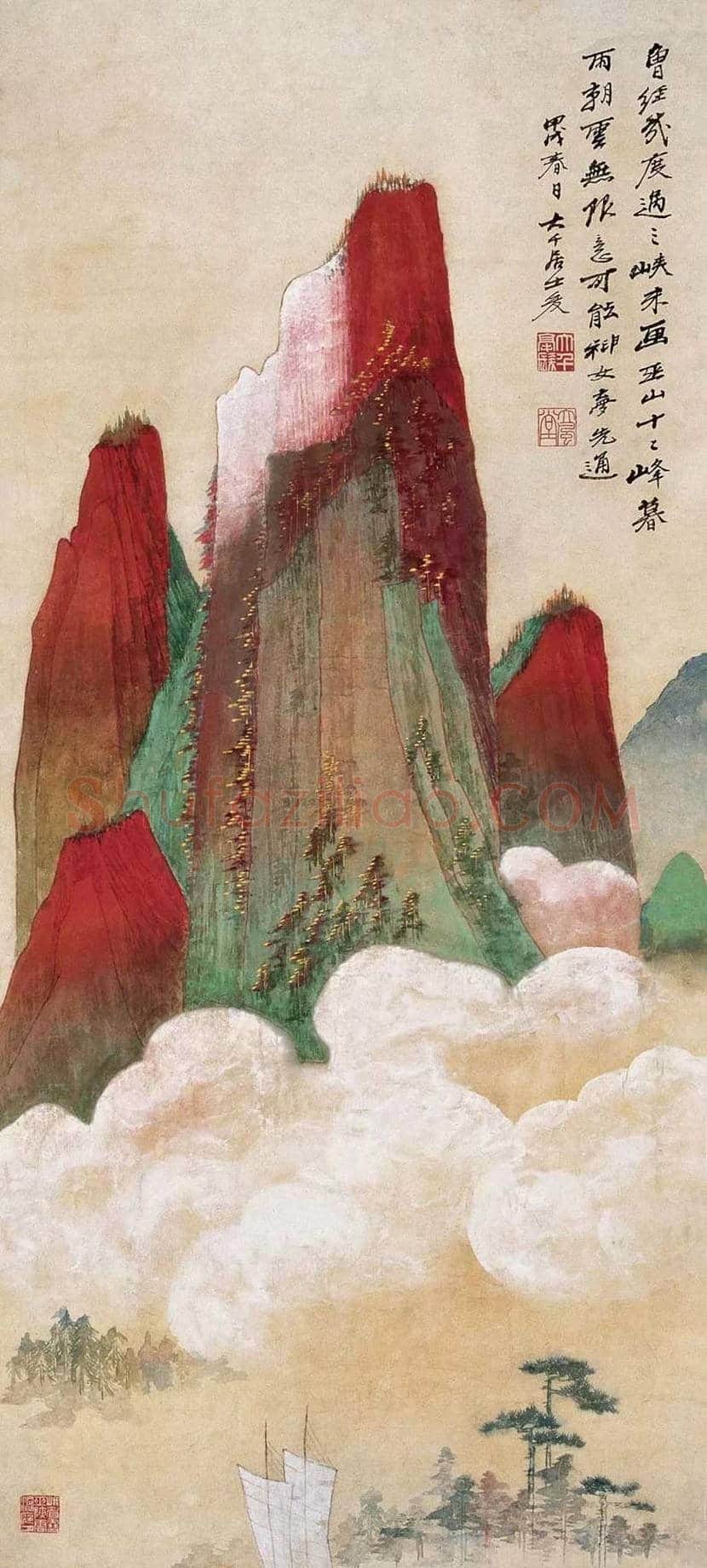 张大千作品《巫山云起》,有身临其境之感! | 国画赏析