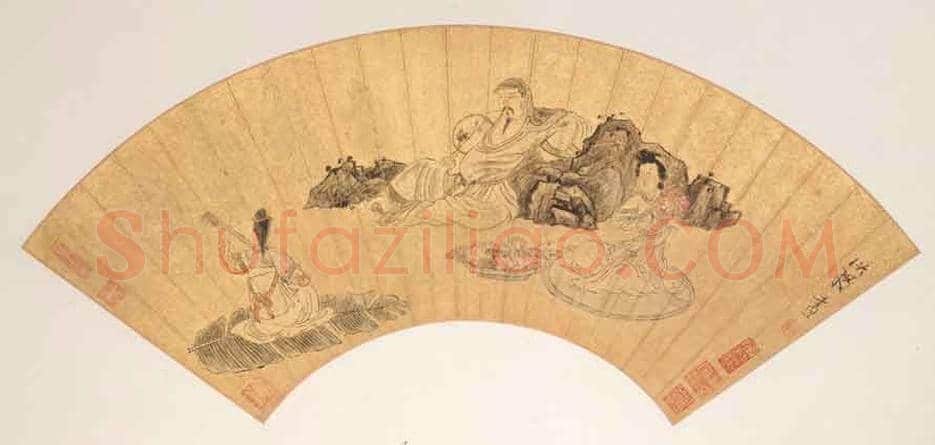 明代陈洪绶《林亭清话图》扇面赏析 | 传世国画赏析