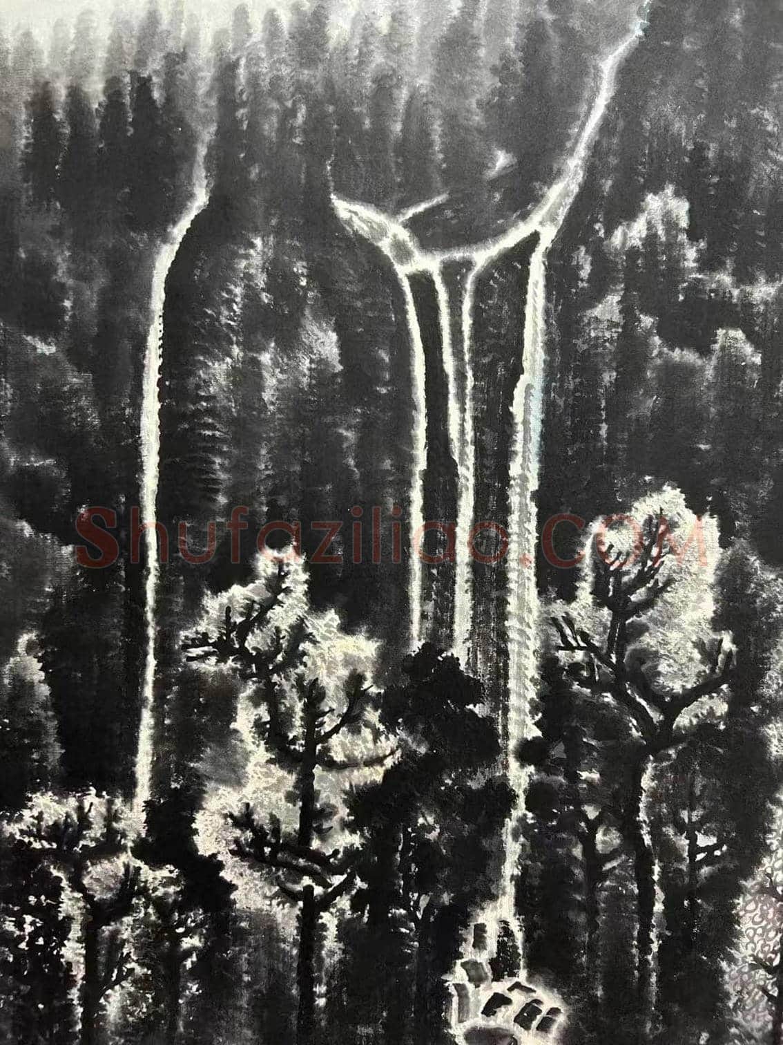 李可染作品《雨余树色润》,书画双绝! | 国画图片
