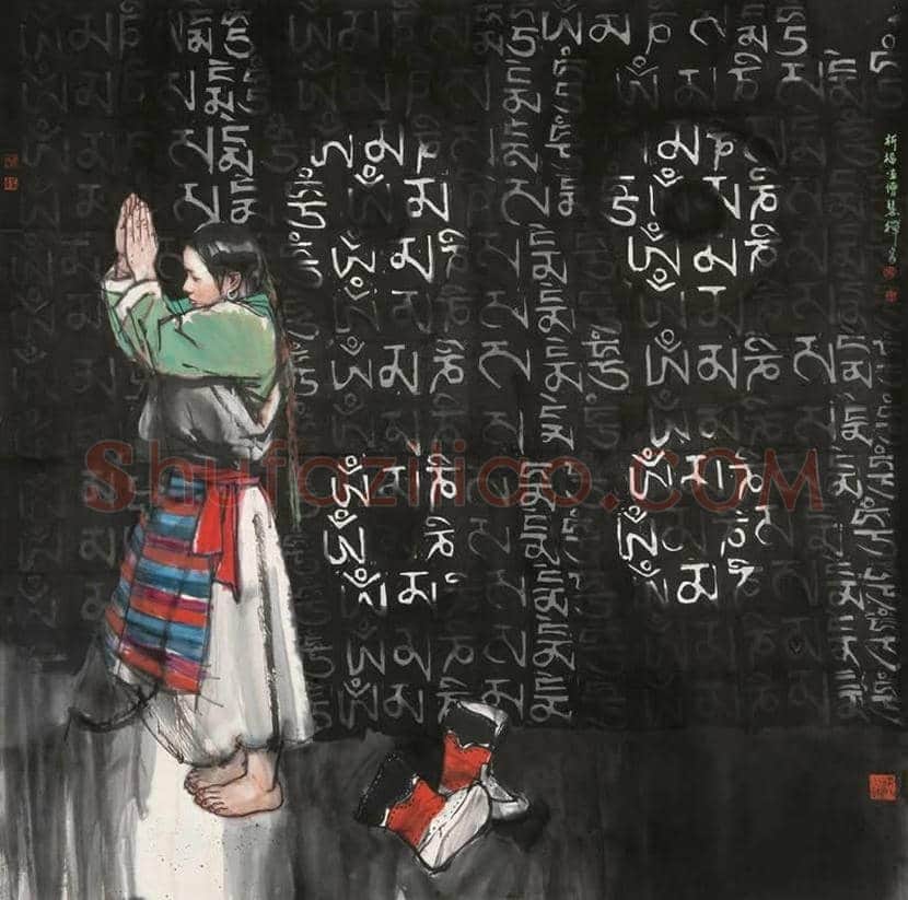 画僧史国良作品《叩拜》,具有一种浓郁的西藏情结 | 国画赏析