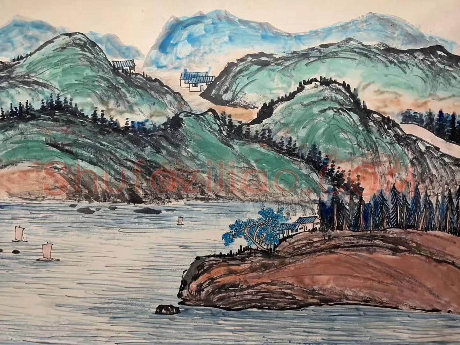 朱屺瞻山水画《寄兴在青山古木间》，丈二匹传神之作 | 国画赏析