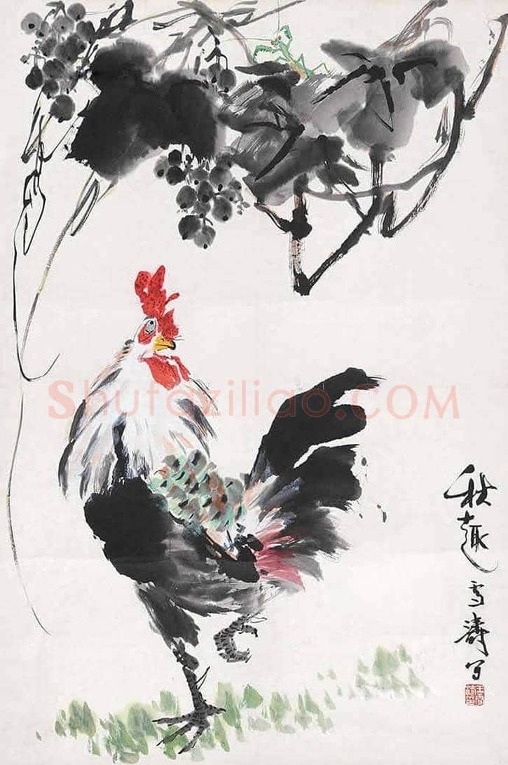 王雪涛画笔下的鸡,喜庆吉祥 | 书画百科