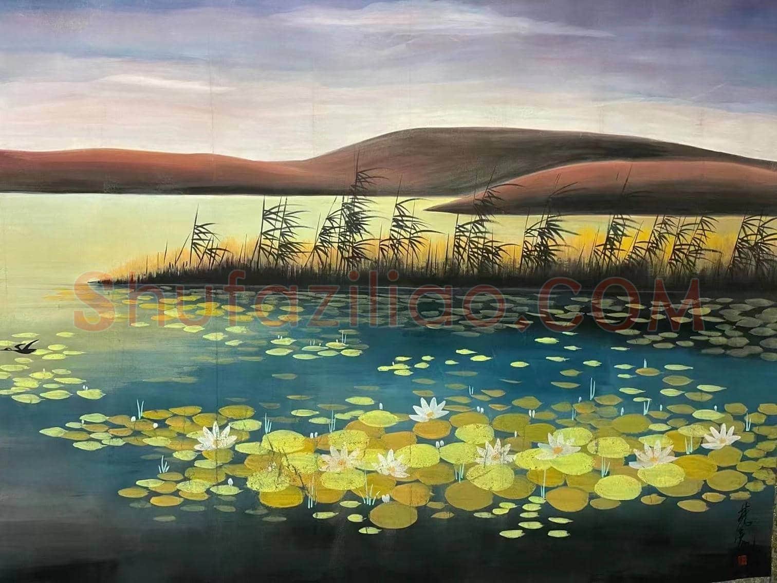 林风眠丈二钜制《荷塘芦雁图》，馆级精品 | 国画欣赏