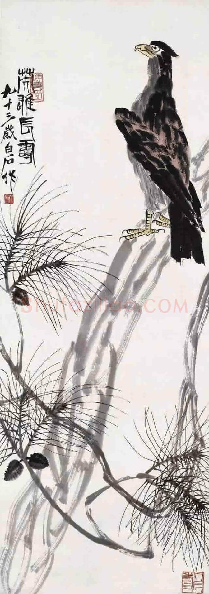 齐白石、李苦禅师徒二人画鹰，各有千秋！ | 书画资料