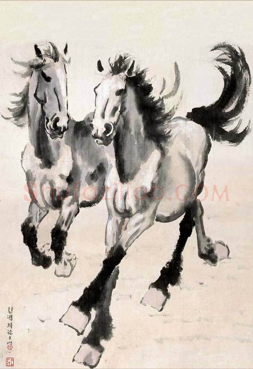 徐悲鸿画马作品高清图片 | 书画资料