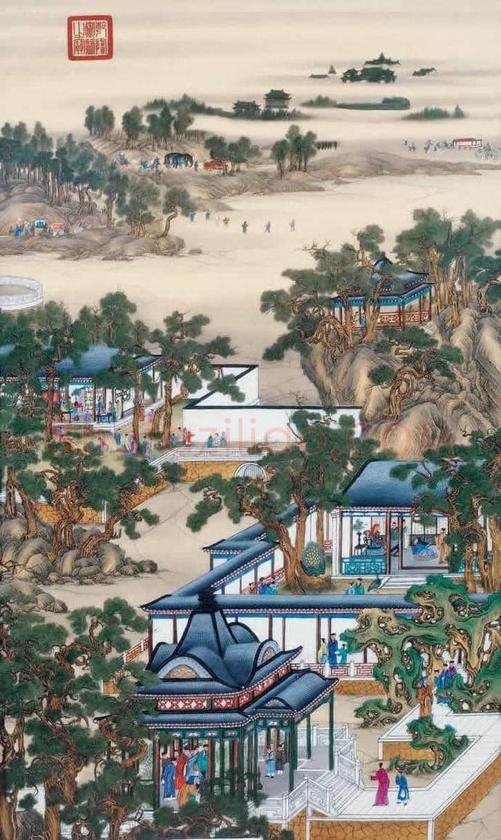 郎世宁《雍正十二月圆明园行乐图》【亿元精品】 | 书画百科
