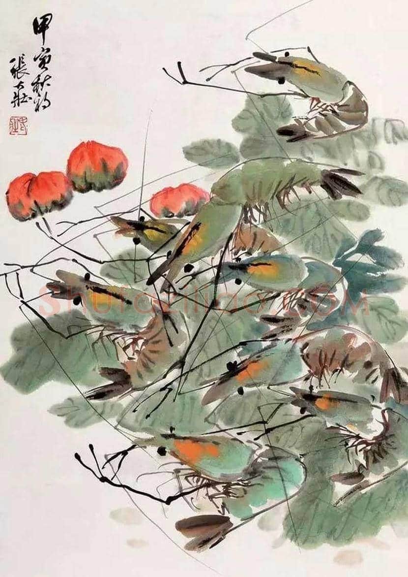 张大壮画虾作品欣赏 | 书画学堂