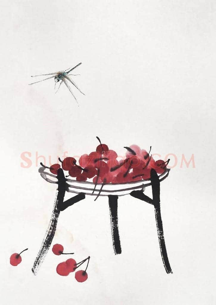 齐白石画笔下的樱桃,幸福甜蜜 | 书画文摘