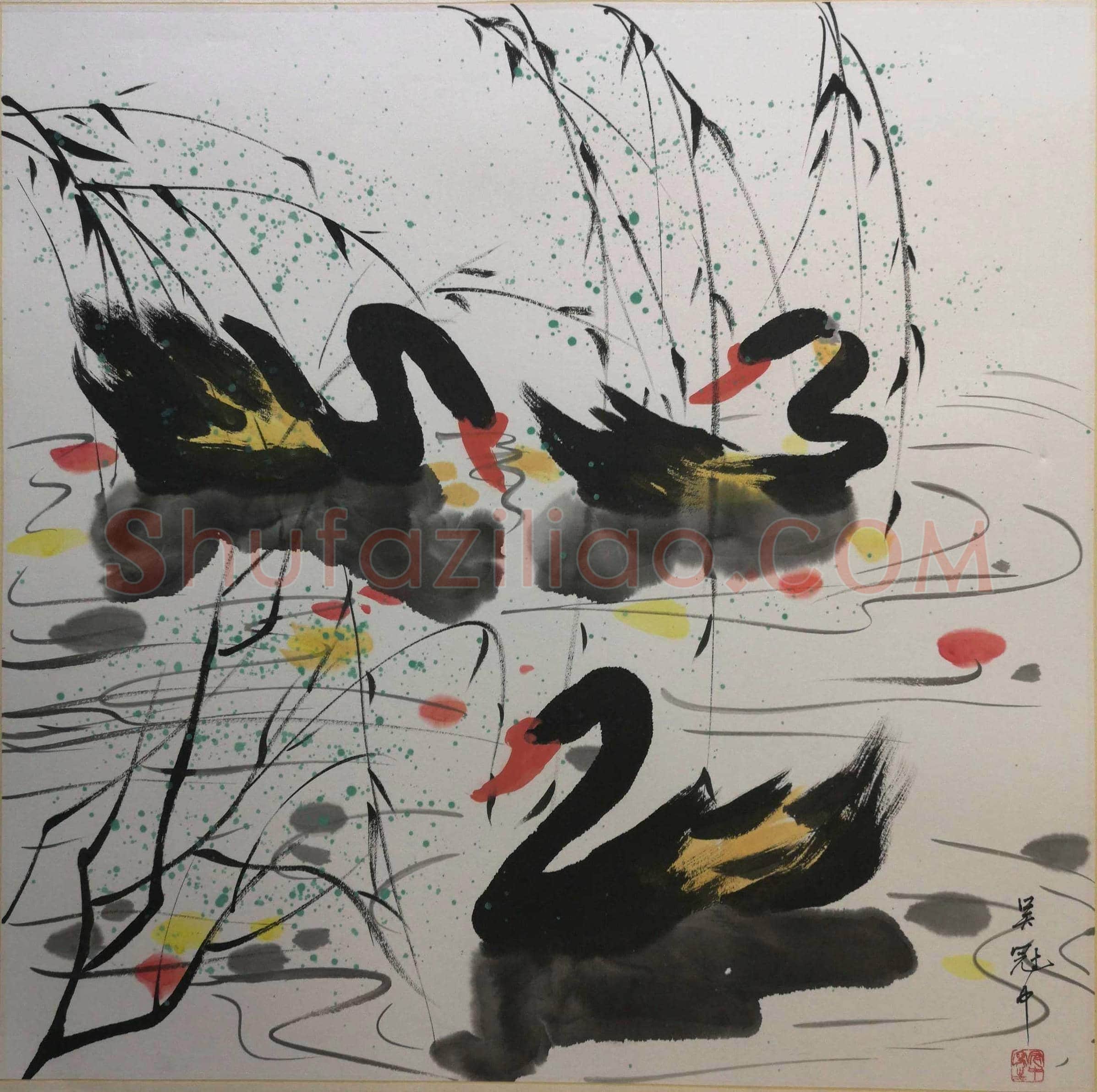 吴冠中作品《黑天鹅》,充满人文情怀 | 国画鉴赏