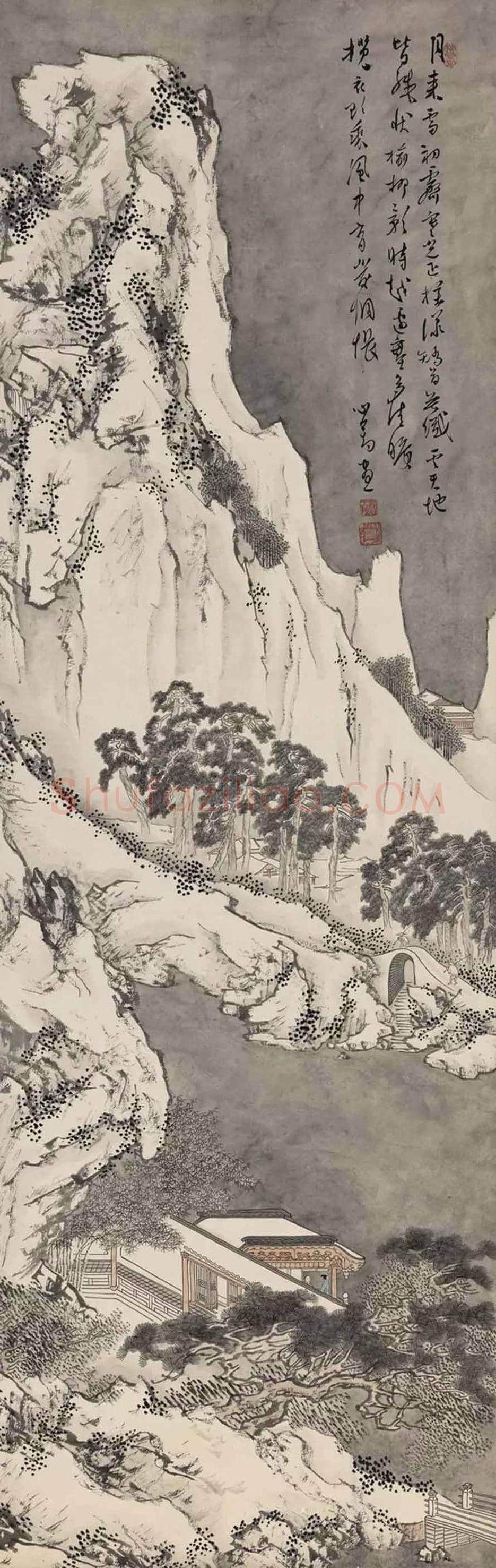 溥儒雪景山水《象山新霜晓》,空灵飘逸! | 国画赏析