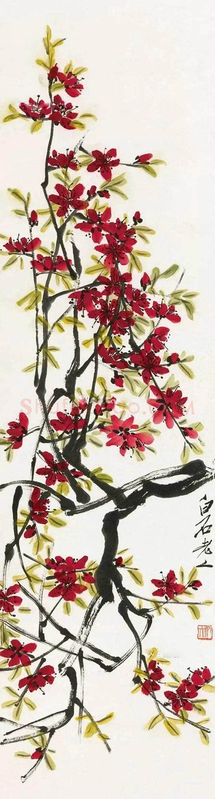 齐白石笔下的桃花欣赏 | 书画讲解