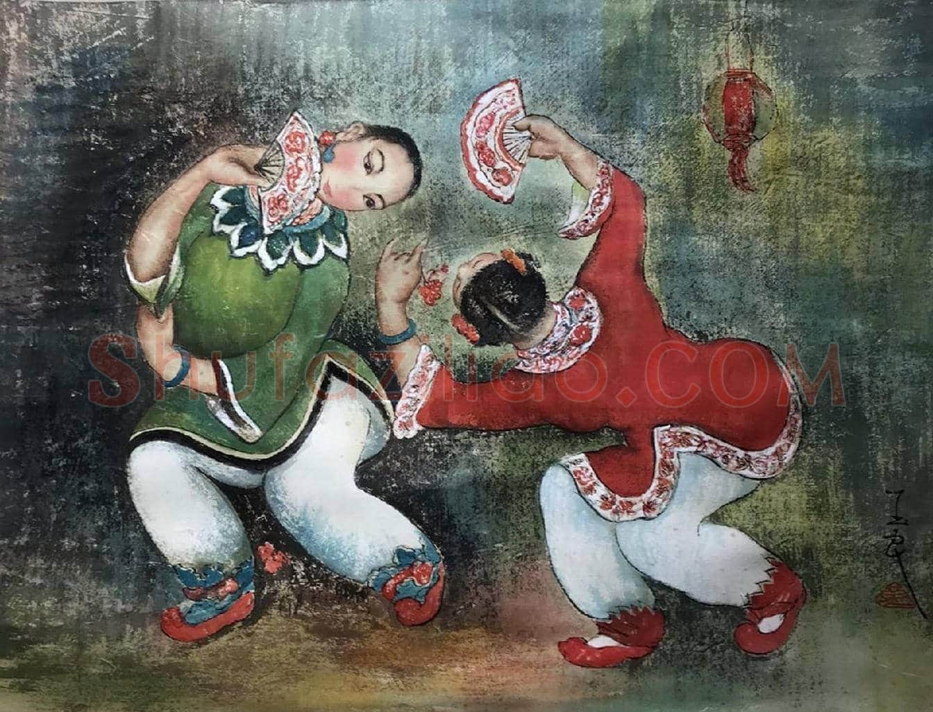 名人佳作——潘玉良《双人扇舞》 | 国画作品