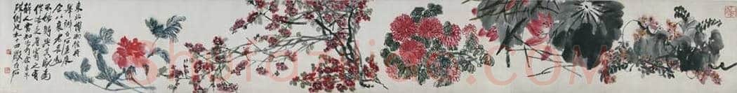 齐白石《折枝花卉长卷》 图赏 | 著名国画图片