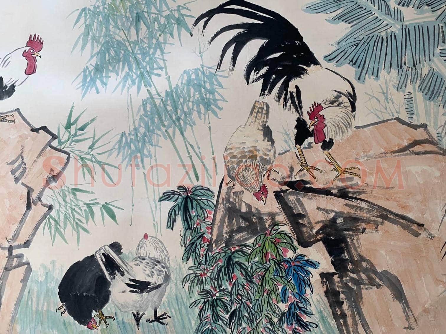 徐悲鸿丈六《大吉图》,其花鸟画领军之作! | 国画作品