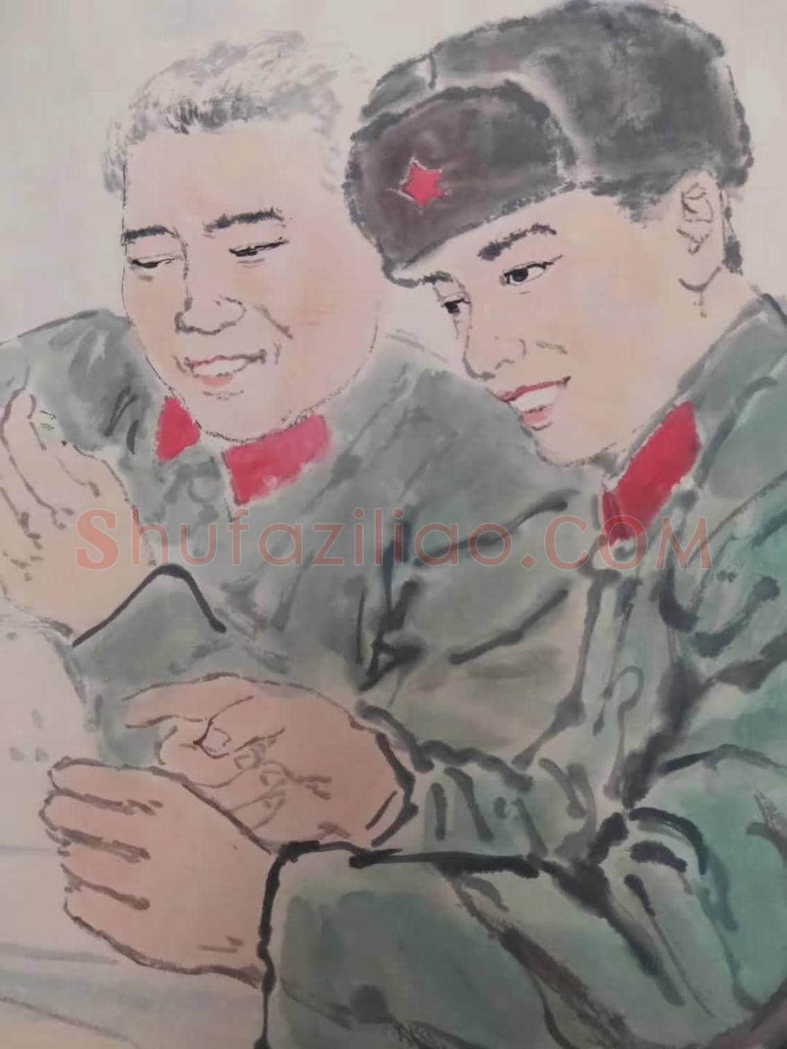 方增先人物画《正副书记》，经典佳作 | 国画图片
