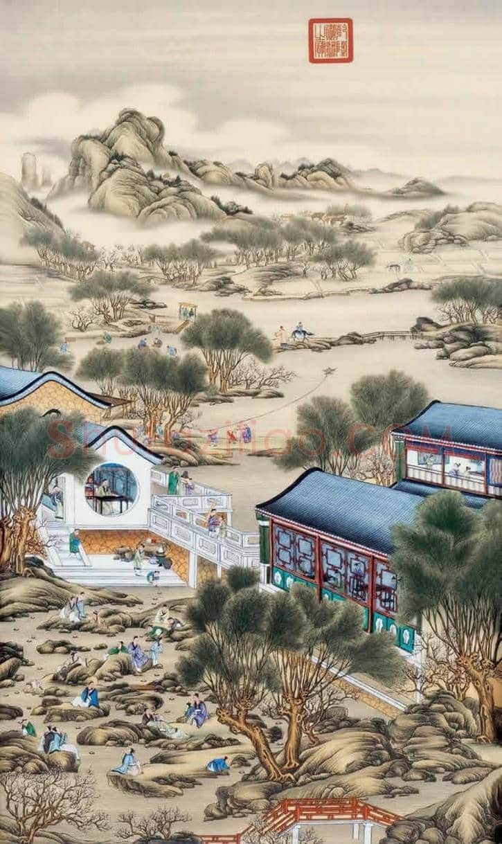 郎世宁《雍正十二月圆明园行乐图》【亿元精品】 | 书画百科