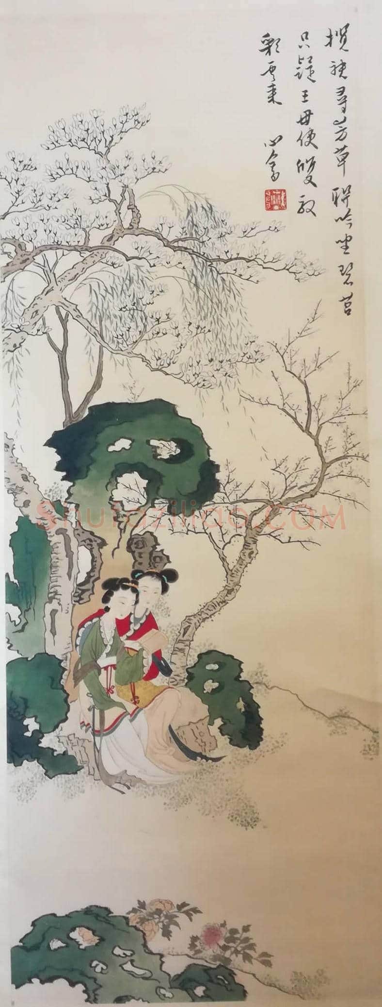 溥儒国画作品《双美图 》，仕女画中的精品 | 国画作品