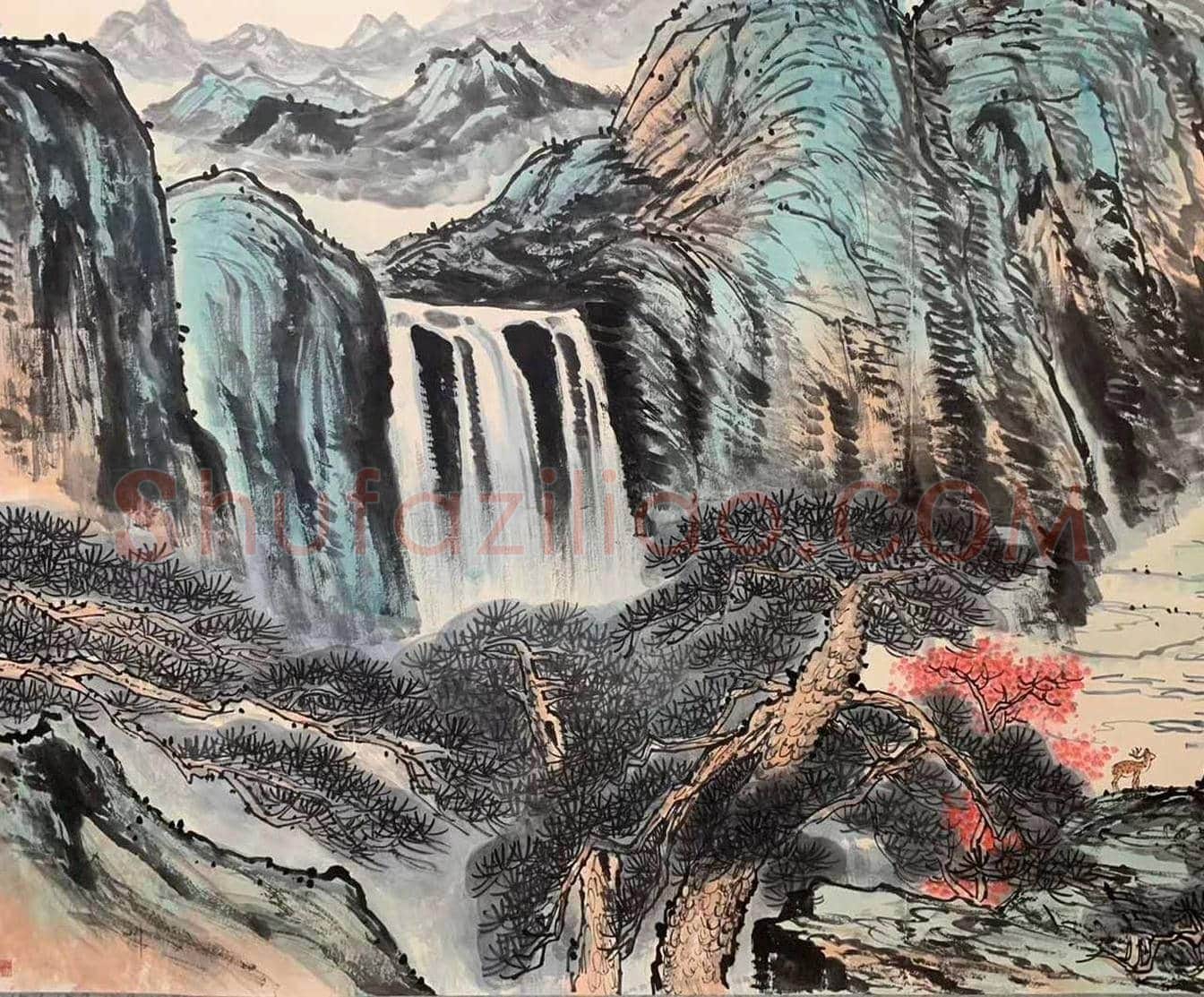 方济众作品《山村秋色》,丈二巨制 | 国画鉴赏